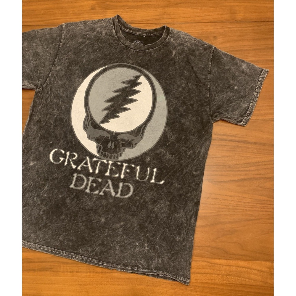 Grateful Dead Acid Wash T Shirt Mens L Black Gray Steal Your Face Skull Graphic